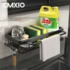 CMXIO Punch-Free Kitchen Storage Shelf With Tray Hooks Towel Rod Sink Sponge Holder Wall Shelves For Sink Kitchen Accessories L230704