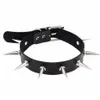 Schwarzer Spike-Halsband mit Gürtelkragen, Damen-Pu-Leder, Goth-Halskette für Frauen, Party, Club, Sexy Gothic-Schmuck3229