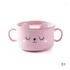 Bowls Cartoon Baby Feeding Bowl Kids Wheat Straw Dishes Children Container Infant Tableware 3 Colors