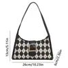 Sacs de soirée sac à bandoulière noir blanc Plaid toile femmes sac à main décontracté fermeture éclair mode doux vacances cadeau pour filles femme aisselle