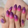 Faux ongles brillant Ombre violet rose moyen presse sur ongles paillettes faux couverture complète Stiletto Salons fête porter conseils pour les femmes
