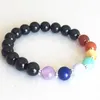 MG0814 Novo Design 7 Chakra Yoga Pulseira Delicada Pedra Preciosa Turmalina Negra Pulseira de Cura Chakra Mala Jóias de Pulso 205N