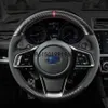 Carbon Fiber Black Leather Hand sewing Car Steering Wheel Cover for Subaru XV BRZ WRX Forester Legacy outback impreza288x
