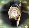 Famoso orologio di design classico con quadrante piccolo Luxury Fashion Crystal Diamonds Ring Clock Orologio da donna al quarzo Cinturino in vera pelle da donna Cassa in oro rosa Orologi Montre de Luxe