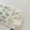 Kvinnliga strumpor Kvinnors strumpor Tidlarna osynliga avslappnade antislip Japan Floral Print Cotton Boatsocks for Girls Ankel Liscn 2023