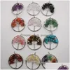 Charms 100Pcs Natural Wire Wrap Tree Of Life Healing Chip Stone Crystal Pendant 7 Chakra Collana Donna Uomo Gioielli Drop Del Dhgarden Dhjul