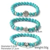 Bracelets à maillons couleur argent tête de bouddha lave squelette Turquoises perles de pierre naturelle pour femmes hommes Bracelet ensemble bracelets à breloques