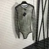 Brillant strass t-shirt femmes Sexy maille body été mode transparent body femme combinaison