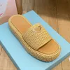 Woven womens slippers classic designer shoes fashion luxury platform shoes outdoor comfort beach shoes summer non-slip casual shoes runway style breathable flats