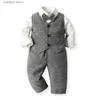 Conjuntos de roupas 2023 roupas infantis outono roupas infantis manga comprida camisas terno colete calças infantis 3pk envio t230720