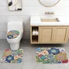 Bath Mats Floral Printed Bathroom Set 3pcs And Shower Curtain Waterproof Carpet Toilet Rug Anti Slip Mat Water Absorbent