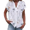 Women's Blouses Summer Fashion V Neck Womens Stretch Button Down Shirts Cotton Workout Tees For Women T