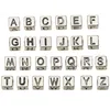 Cuentas de alfabeto de plata retro dijes pulseras europeas aleación diy collares con agujeros grandes letras sueltas accesorios de joyería 7x7mm 260pc271C