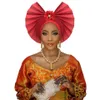 Moda Auto Gele Headtie African Nigerian Women Tradycyjne Aso Oke Autogele Fan Fan na przyjęcie Wedding246b