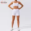 Women's Tracksuits CHRLEISURE Quick Dry Sports Sets Women High Waist Shorts Raised BuTights Short Strap Bra Female Gym