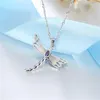 Nya kvinnor slända design hänge halsband 925 sterling silver blå eld opal halsband smycken för lady329b