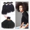 Brazylijska ludzka dziewica Kinky Curly Full End Hair Hair Hair Extensions Unforsed Curly Natural Black Color Human Extensi212g