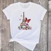 Nouveau mode Paris tour T-shirt femmes à manches courtes haut étudiant décontracté grand demi-manches T-shirt