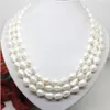 Natural 8 10mm White Pearl Long Necklace Big Barock Beads 45 Inches253C