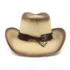 Vrouwen Roze Cowgirl Hoed Mannen Western Papier Stro Cowboy Hoed Koe Riem Brede Rand Zon Bescherming Panama Cap Hard sombrero De Mujer