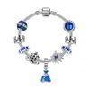 16-21CM 925 silver bracelet Cinderella Sandy Labelle princess skirt charms pendant pumpkin carriage beads for girl kids gift DIY J255t