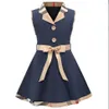 2021 Summer Fashion Kids Clothes Girl Dress Stitching Brand Letter Style Short Sleeve Baby Girl Princess Dress w28269B