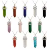 Creative foreign trade explosion natural stone crystal agate pendant bullet six corner Necklace286C