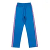 Herrbyxor Spring Autumn Straight Blue Awge Needles Män Kvinna 1: 1 Casual Pink Farterfly Brodery Side Webbing Randiga Sweatpants