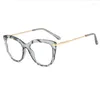 Lunettes de soleil Cadres Vintage Rouge Cat Eye Métal Anti-Rayonnement Lunettes Optique Ordinateur Spectacle Cristal À Facettes Lunettes 2023