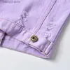 Jackor Children's Casual Ultra Short Denim New Spring Solid Long Sleeve Hole Lapel Fashion Jean Jacket Thin T230720