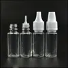 Novos frascos de plástico FDA transparentes 10ml vazios E frascos conta-gotas com tampas de tamper à prova de crianças triangulares pontas de agulha óleo EJUICE 10ml Aedas