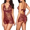 Femmes Sexy Lingerie Érotique Ensemble De Mode Femme Bicolore Dentelle Impression Perspective Blouse Designer Sexy Pyjama Chemise De Nuit Sous-Vêtements230T