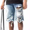 21S Luxe Designer Heren Korte Jeans Zomer Klassieke Roze Streep Am-jeans Afdrukken Fluorescerende Denim Mode Gat Tear Design Top 305r