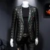 Trajes de hombre Blazers 2021 otoño Slim Fit Blazer hombres entramado etapa Casual traje abrigos plata Borgoña verde novio boda 203J