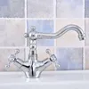 Kitchen Faucets Chrome Brass Deck Mount Bathroom Sink Faucet Swivel Spout Cold Mixer Water Tap 2sf659