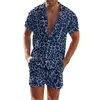 Running set Summer Men's Suit Fashion Leopard Print Casual Loose Short Sleeved Shirt Shorts Two Piece The Man in Mens Suits Tuxedo