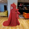 Великолепные с длинным рукавом красные русалочные вечерние платья 2019 Элегантные сексуальные выпускные платья
