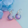 Clip-on & Screw Back DoreenBeads Drusy Jewelry Resin Mermaid Fish Dragon Scale Ear Clips Earrings Rose Gold AB Rainbow Multicolor250n