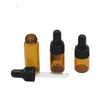 Flasche, Probenbehälter, ätherisches Öl, Parfüm, kleine tragbare Flaschen, Fläschchen, 2 ml, 3 ml, 5 ml, Mini-Tropfer aus bernsteinfarbenem Glas