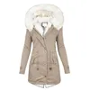 Femmes Trench Manteaux Manteau D'hiver Pour Femmes Blanc Col De Fourrure À Capuche Chaud Polaire Long Pardessus Grande Taille 5xl Casual Femme Vêtements Bleu Marine