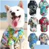 Chien Vêtements Vêtements hawaïens Cool Beach Style Chat Chemise À Manches Courtes Noix De Coco Impression 2022 Cadeau De Mode Pour Pet Drop Delivery H Dh4Oc