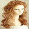 2018 Ny peruk Strawberry Blonde Fluffy Curly Hair Wave of Fashionable Women Wig1949