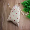 Red Heart Linen Gift Bags 9x12cm 10x15cm 13x17cm pack of 50 Candy Favor Sack Makeup Jewelry Pouch260O