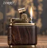 Zorro Kerosinfeuerzeug aus reinem Kupfer. Handgefertigte Presszündung mit Holzgehäuse. Altes nostalgisches Sandelholz-Ebenholz-Feuerzeug für Männer, Rauchergeschenk, LYI4