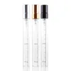 With scale 25ml 3ml 5ml 10ml Clear Spray Perfume Bottles Pump Sprayer Mini Glass Tube with Gold Silver Black Metal Lids Lkfoh