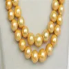 Enorma10-13mm australiensiska South Sea Natural Gold Pearl Necklace Earring Perfect 20inches225q