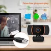 Webcams 1080P webcamcamera met ingebouwde microfoon en flexibele draaibare clip voor laptops Desktoponderwijs en vergaderen en gamen enz. J230720