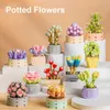 Block Succulents Artificial Plants Bouquet DIY Building Blocks Blossom Plant Flowers Block Home Decor Bricks Toy Children Gifts R230720