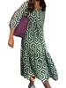 Abiti casual Donna Maxi abito a maniche corte con stampa floreale Boho Summer Loose A-Line Flowy Swing Shift