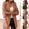 Damesjassen Trendy Dames Herfst Blazer Casual Revers Plaid Print Thermisch